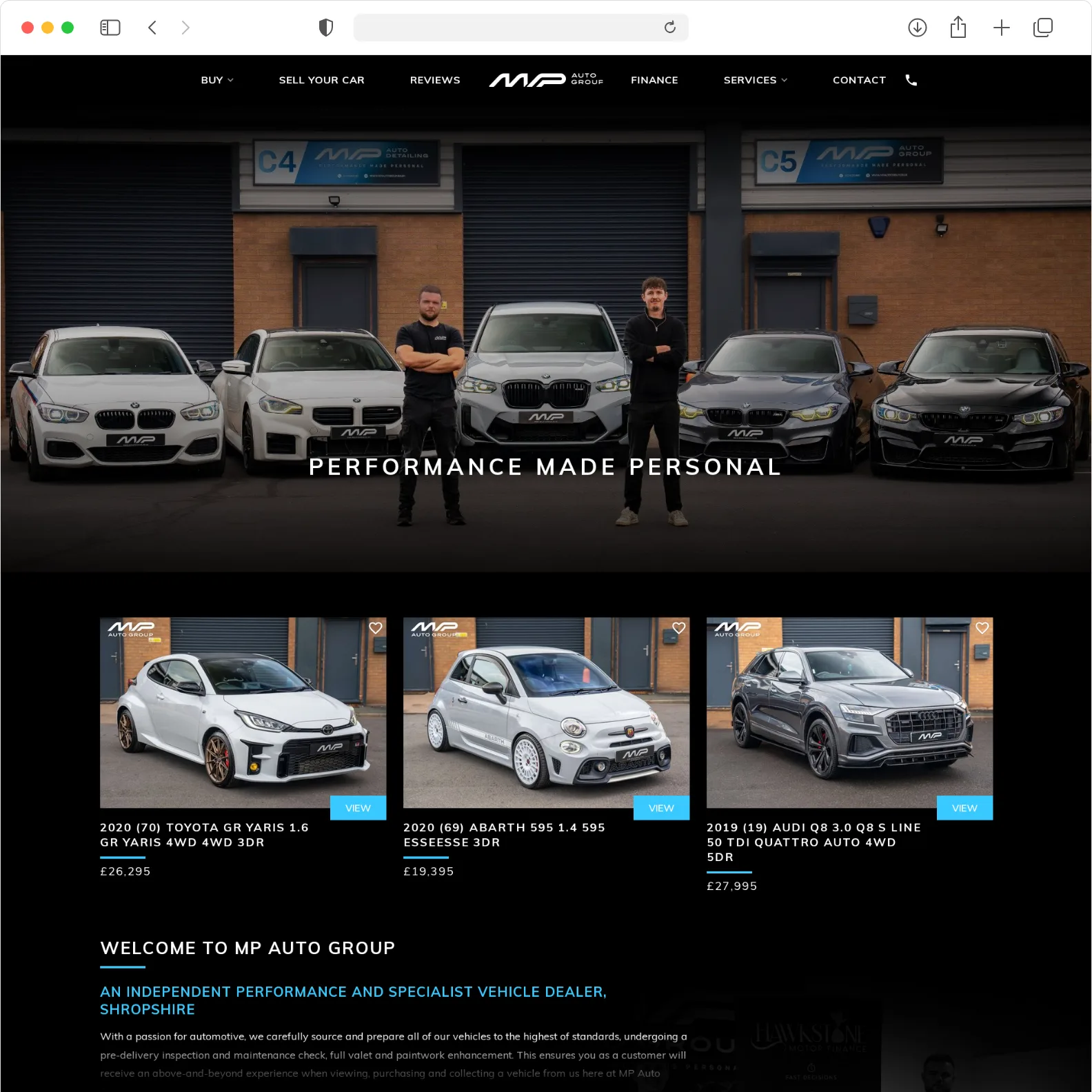 MP Auto Group car dealer website built by Haswent