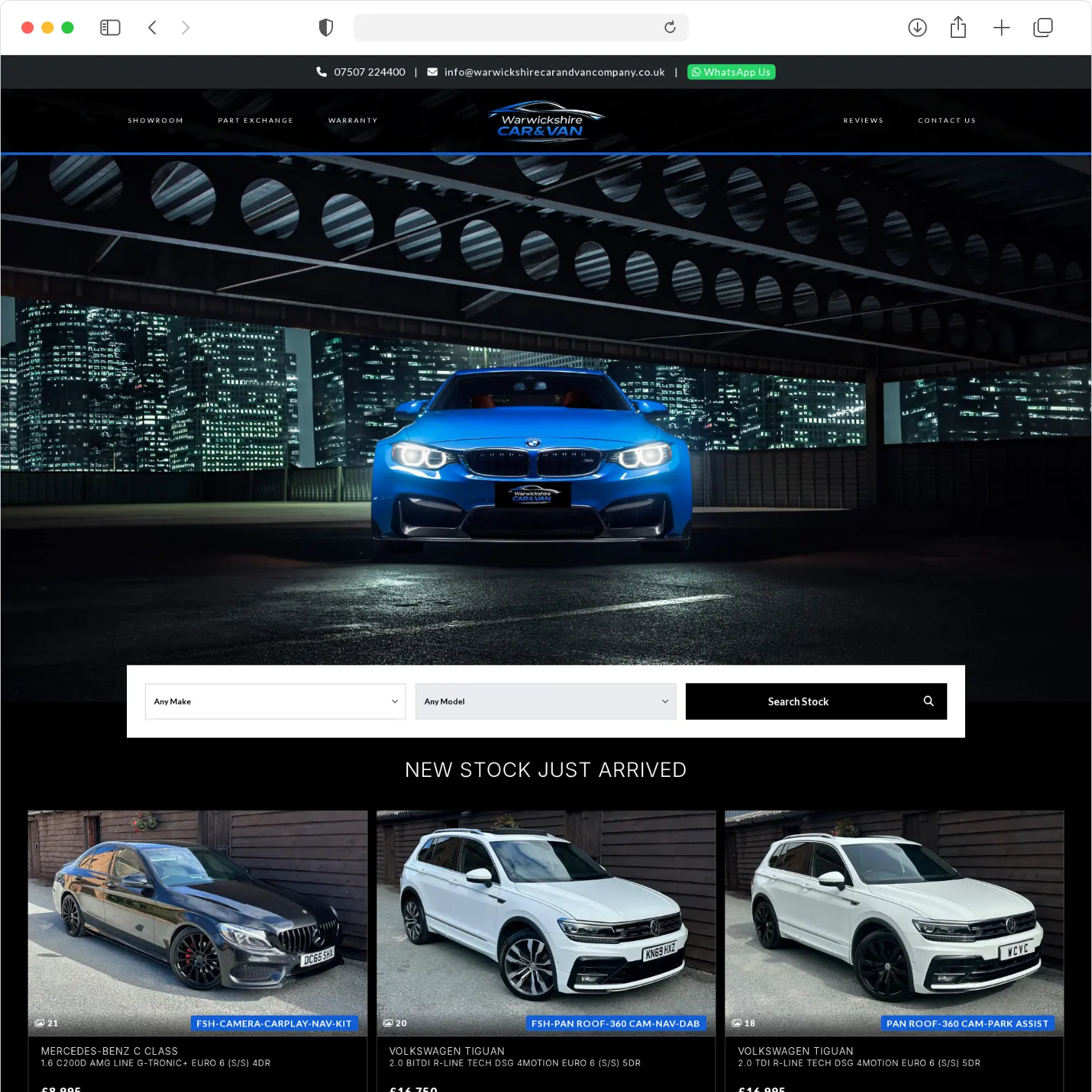 Warwickshire Car & Van van dealer website built by Haswent